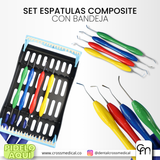 #0263 JUEGO DE ESPÁTULAS / INSTRUMENTOS PARA MODELADO DE RESINA (LÍNEA ESTÉTICA CON MANGO DE SILICONA)