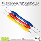 #0263 JUEGO DE ESPÁTULAS / INSTRUMENTOS PARA MODELADO DE RESINA (LÍNEA ESTÉTICA CON MANGO DE SILICONA)